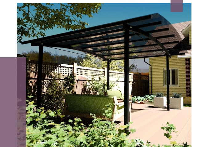 Навесы для террасы в Азнакаеве от 13084 руб. под ключ | ПРОЛЁТ-Знк