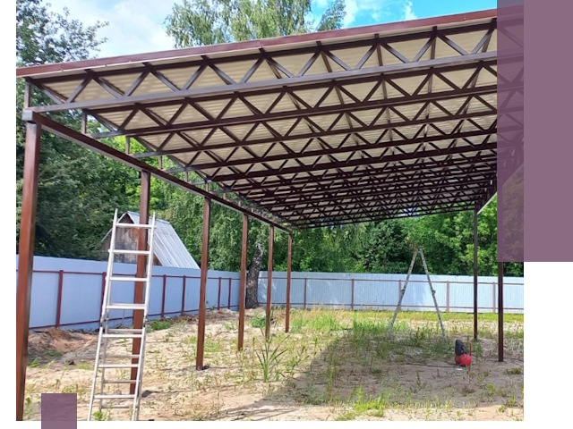 Односкатные навесы под ключ в Азнакаеве — изготовление и монтаж